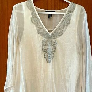 Sheer white butterfly sleeve top